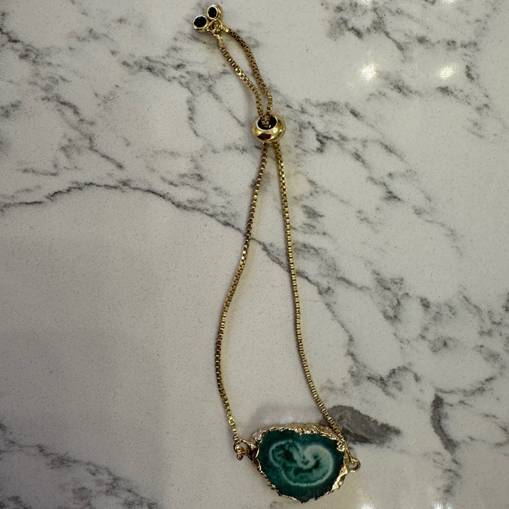 Gold and Green Stone Bracelet